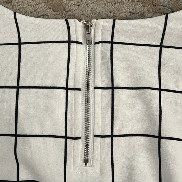 Melloday Women M Black white Plaid Pullover Top zipper detail in back size M - Picture 8 of 10